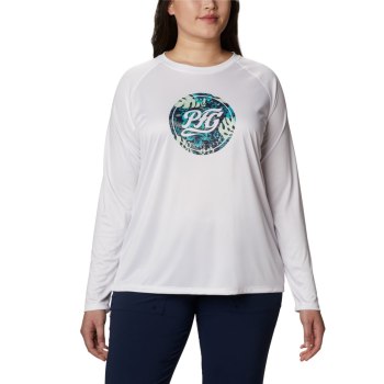 Columbia Sweater Dames, PFG Tidal Printed Medallion Long Sleeve Plus Size Wit Donkerblauw, 30NTQOMJP